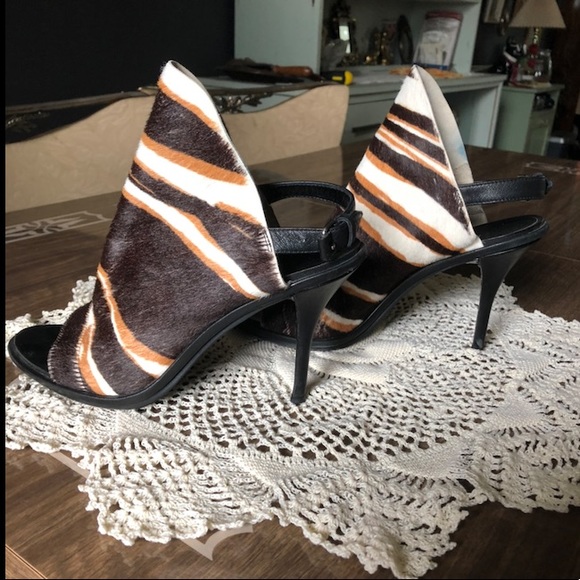 Balenciaga Striped Calf Hair Glove Sandals - Picture 5 of 11